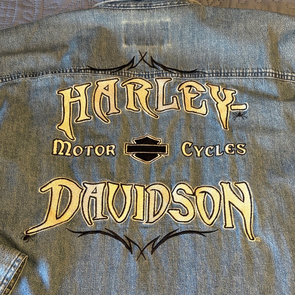 Harley-Davidson Blue Denim Shirt with Black Logo